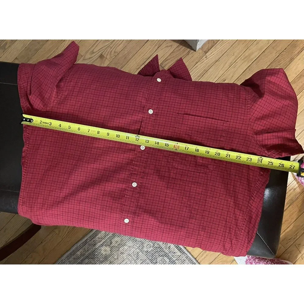 J. Crew Men's‎ Long Sleeve Button Down Red & Black Checkers Sz L Pocket